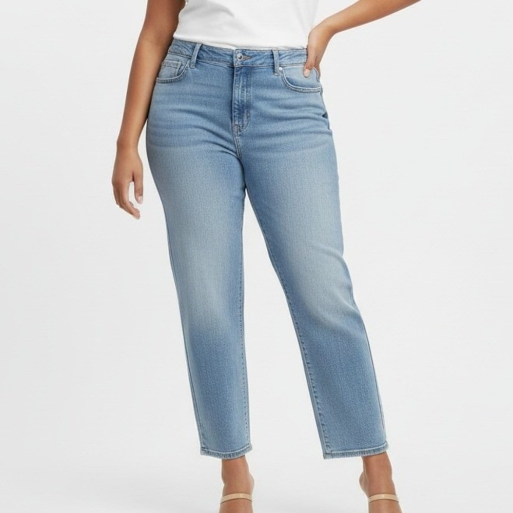 Torrid Womens Low-Rise Baggy Straight Jeans Light Wash Cotton Denim Casual 22T